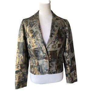 Forwear New York Black/Gray/Gold Cropped Blazer Size 6